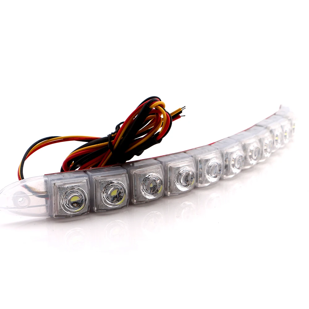 2pcs/set Daytiem Running Light Switchback LED Strip Light tube Kit DRL Turn signal White/Amber White Base