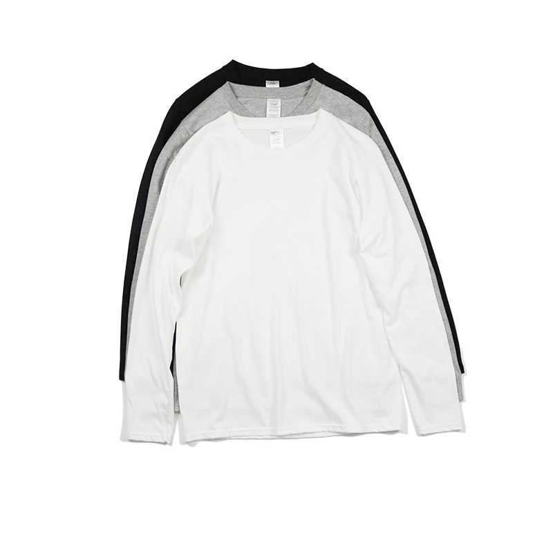 
100% cotton long sleeve blank round neck casual man polo t-shirt 