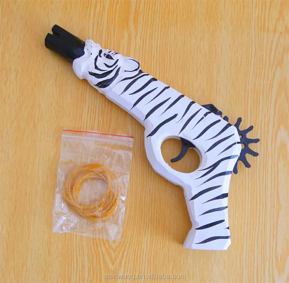 
wood factory standard outdoor rubber bands shooting animal wooden toy gun 