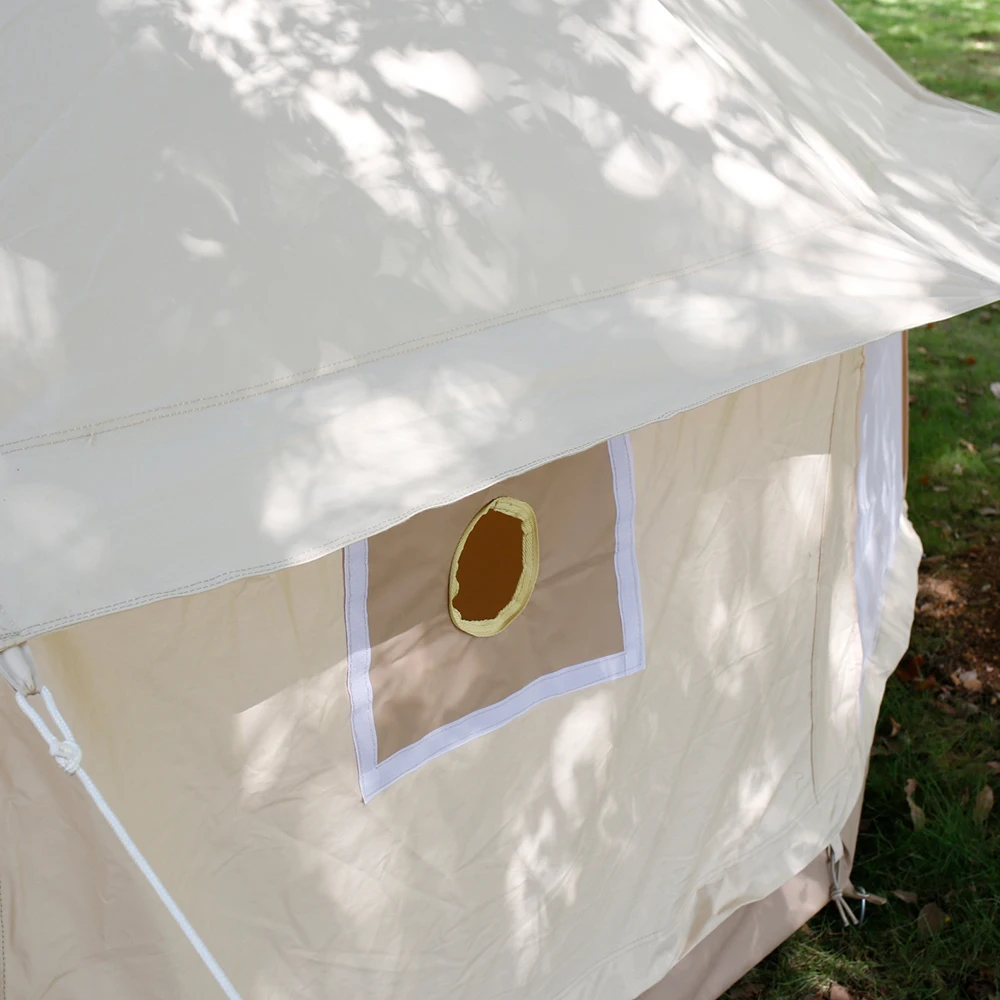 Glamping equipment outdoor wholesale beige camping cotton bell tent