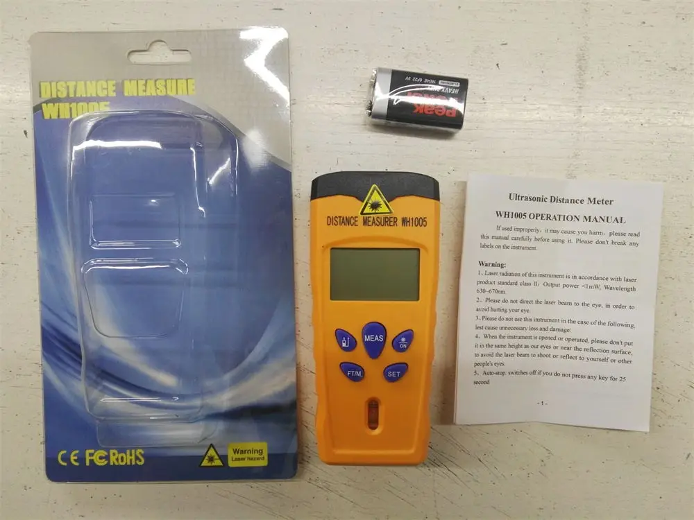 
Ultrasonic Distance Meter 18m with laser point WH1005 Factory direct sale 