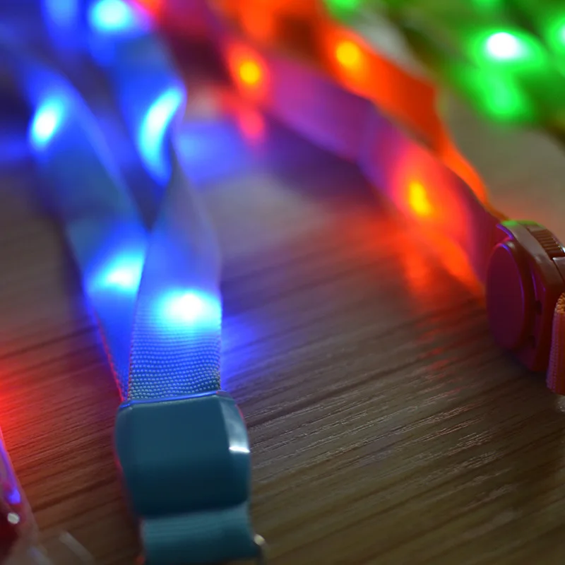 Nylon led necklace lanyard light up neck custom with badge holder
