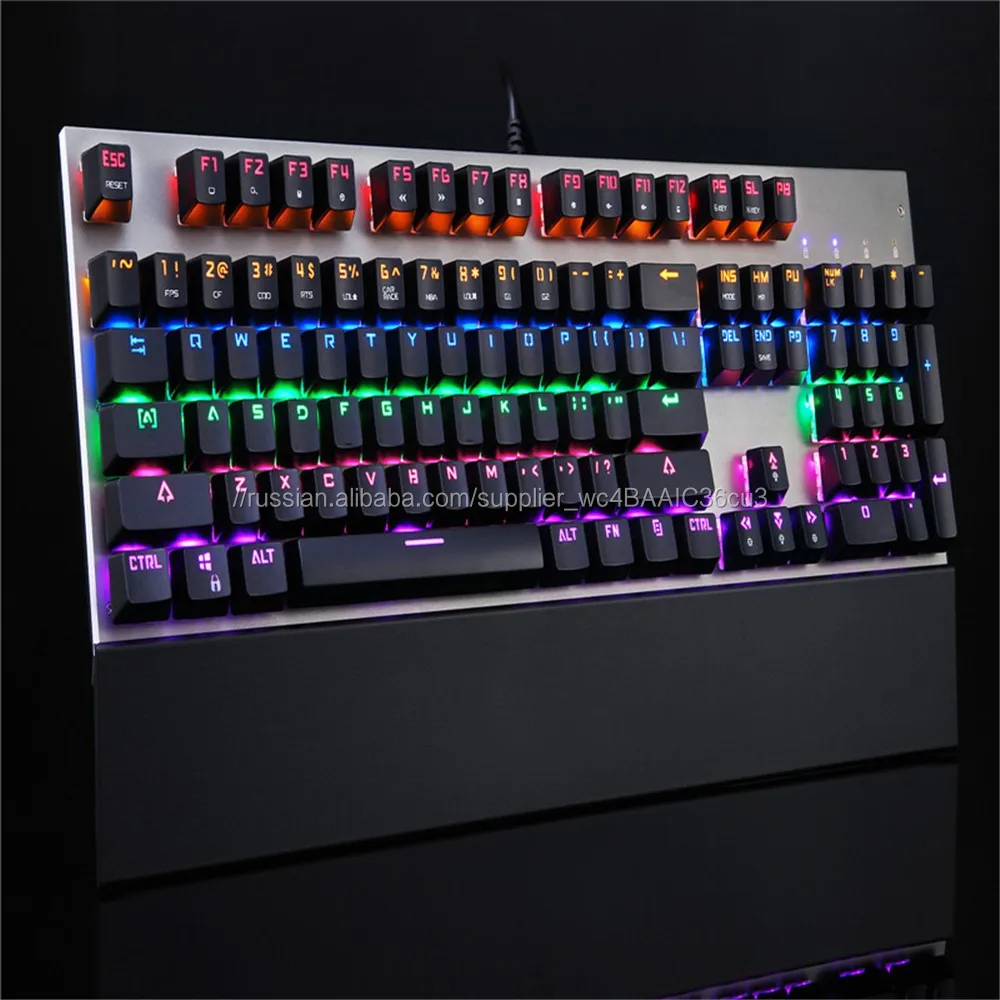 Необычные 7-цвета светодиодной подсветкой проводной профессиональный Teclado игра клавиатура USB игровая клавиатура