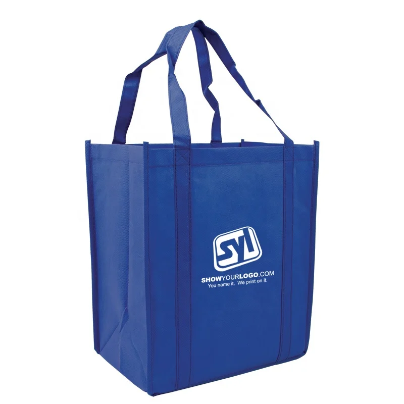 large durable custom logo printed pp non woven fabric store grocery shopping bag with strong long handle