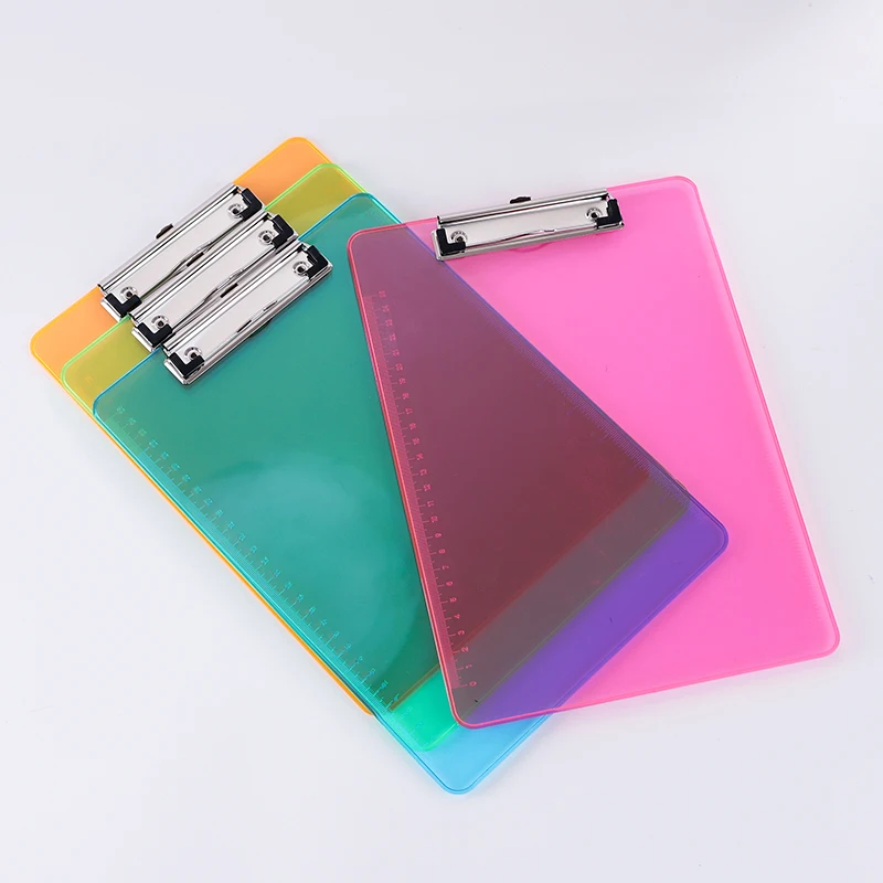 Huahang Hot Sale Clip Board Transparent Dividing Ruler Clipboard Clear Clipboard
