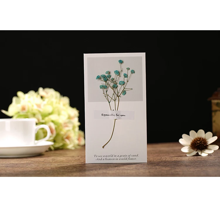 Miniature bouquet of tiny flowers greeting cards with dry cards