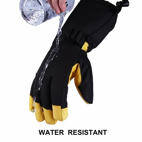 
Custom waterproof leather outdoor sport snow warm winter ski gloves thinsulate winter waterproof mittens 