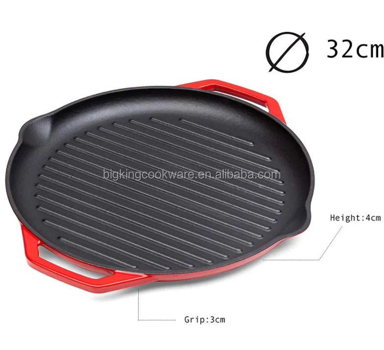 Enamelled Cast Iron Rectangular Grill, For Low Fat Cooking On All Hob Types Including Induction, 35cm