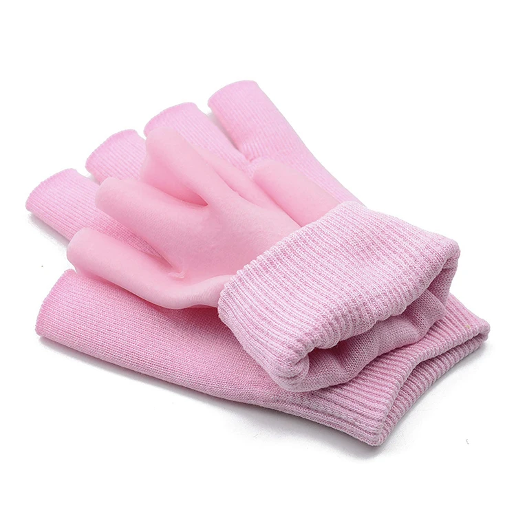 
heals dry skin and cracked hand silicone cooling gel lining fingerless touch screen spa moisturizing gloves 