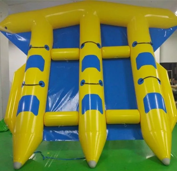 3 Tubes PVC Inflatable Flying Fishing Banana Boat For Water Sports