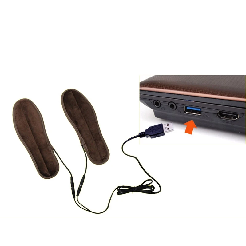 Стельки с подогревом для мужчин и женщин, зимние вставки для обуви с подогревом, электрические стельки для обуви с зарядкой от usb, сохраняют тепло с меховыми вставками