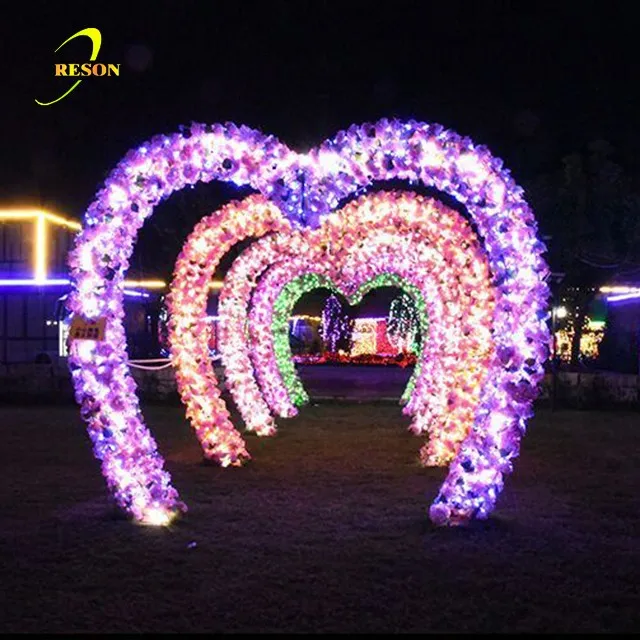 2024 New Design Outdoor Valentines Day Led Lighting Heart Shaped Wedding Arch