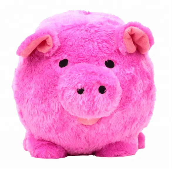 Customized Cute Kids Soft Plush Pink Pig Piggy Coin Bank