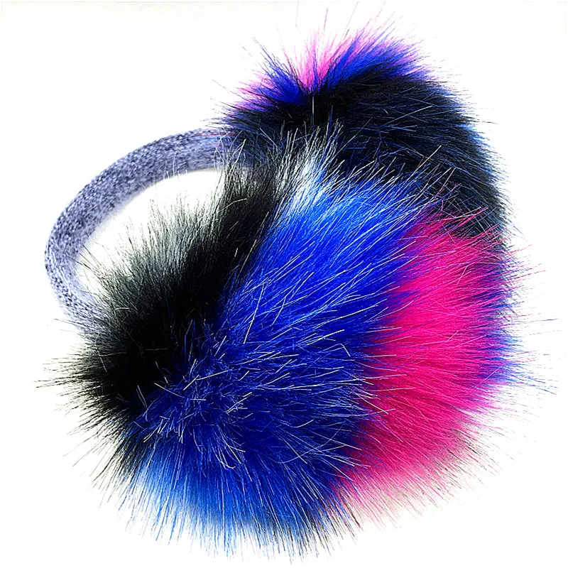 
2021Top quality Fur Fox Hair Soft Plush girls Warm bunny winter Earmuffs 