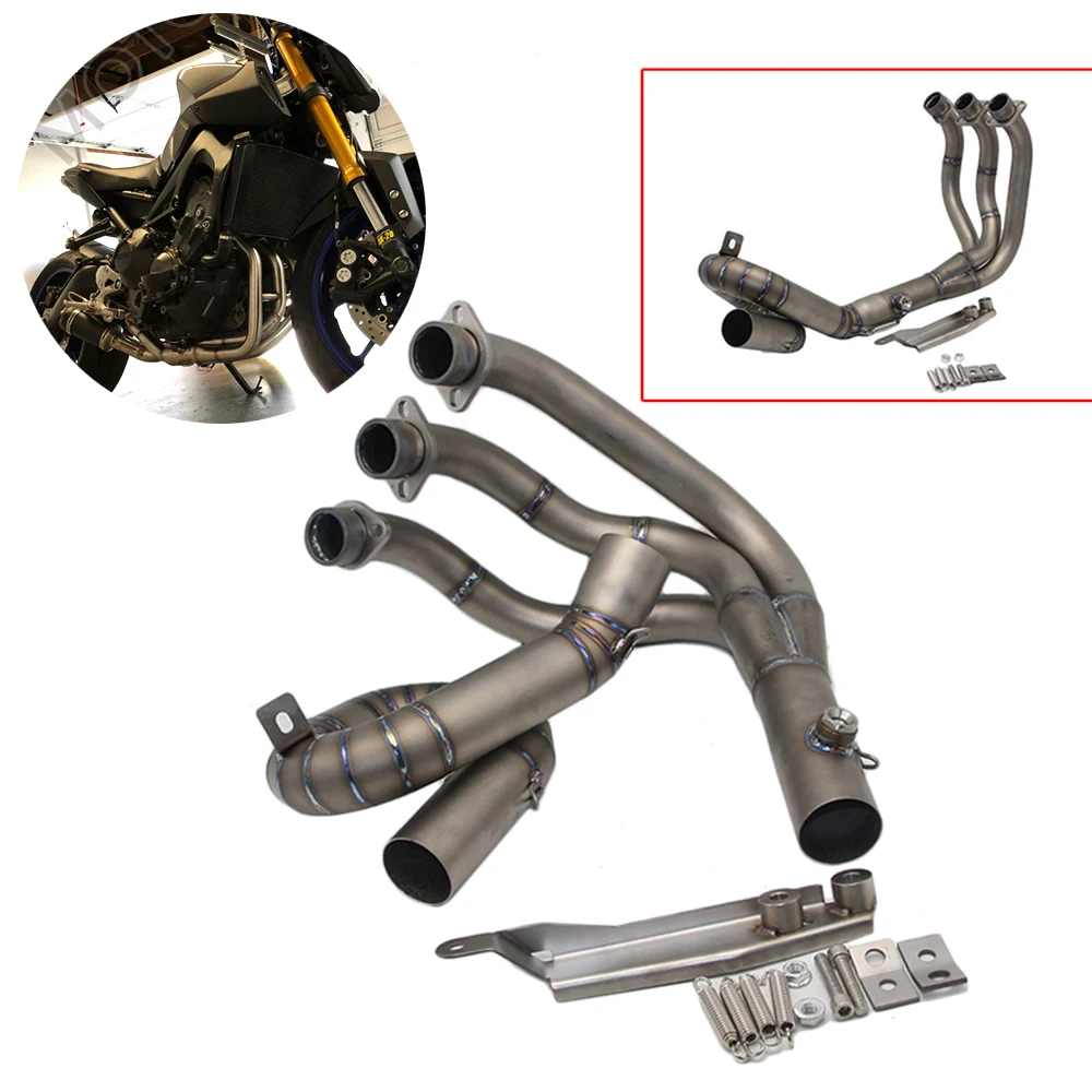 Полная выхлопная система из нержавеющей стали MT09 FZ09 для мотоцикла, Соединительная труба для передней и средней оси, для выхлопных газов MT 09
