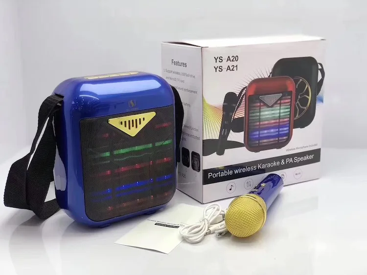 Karaoke speaker with microphone portable outdoor karaoke speaker YS-A21 wireless support BT/USB/TF card/Aux/FM functions