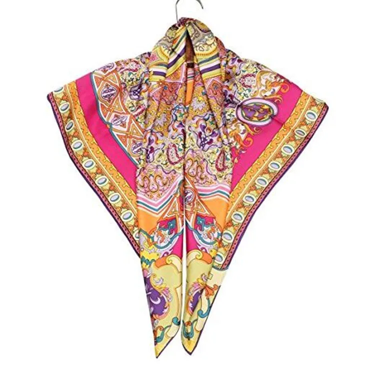 Custom Made 100% Silk Scarf Hand Rolled Hem Large Square Twill Silk Scarf