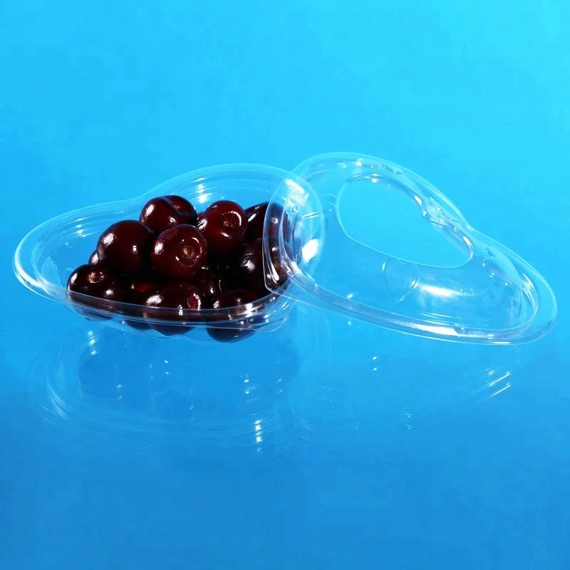 Special Design Clamshell Fruit Plastic Container Disposable Heart Shape Strawberry Punnet Clear Fruit Packaging
