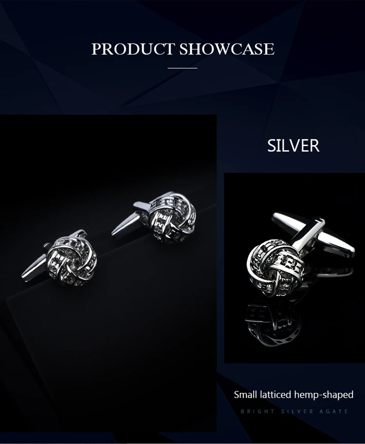 Shirt Gold Cufflinks Black Silver Tone Unique Business Wedding Silver Knot Cufflinks for Men