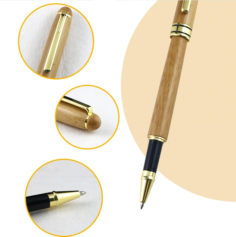 2019 New style good writing bamboo customized logo promotional  roller pen