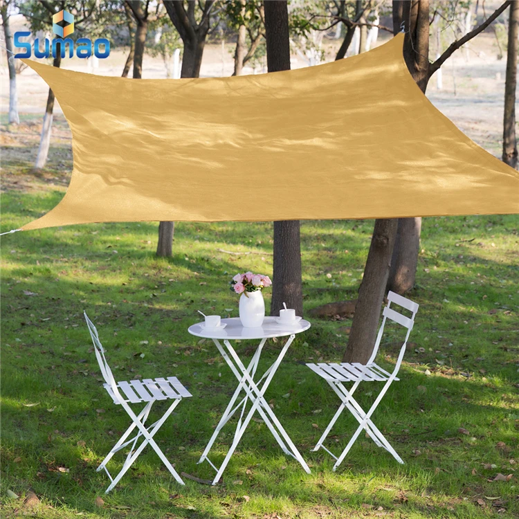 
High Quality HDPE Sand Color 2.4x3M Sun Shade Sail in stock packing in carrier bags 