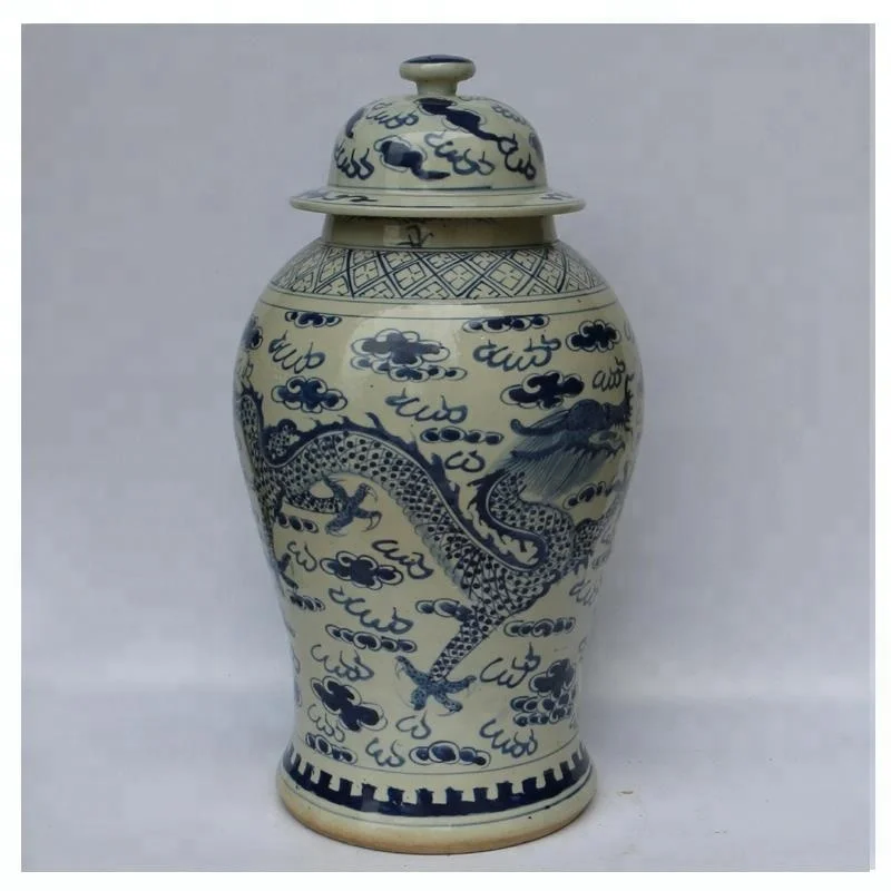 
Blue and white Chinese ceramic general jar, porcelain decorate flower vase with antique finished from Jingdezhen 