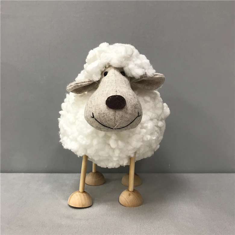 Manufacture Cute Sheep Animal Figurine Gifts Home Table Ornament Easter Plush White Sitting Eid Sheep Decorations