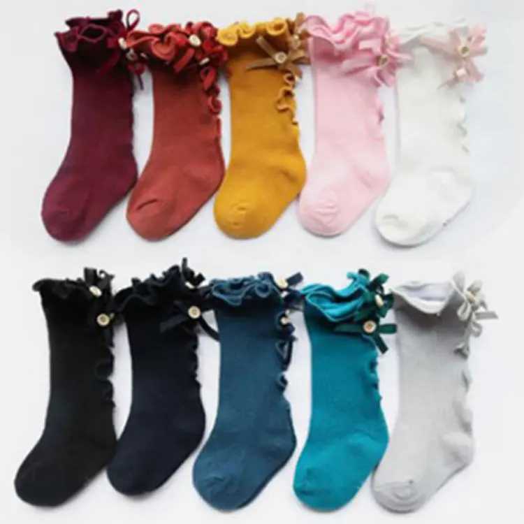 New Design Leg Warmers Socks Toddler Long Socks Knee High Baby Girl Bow Socks
