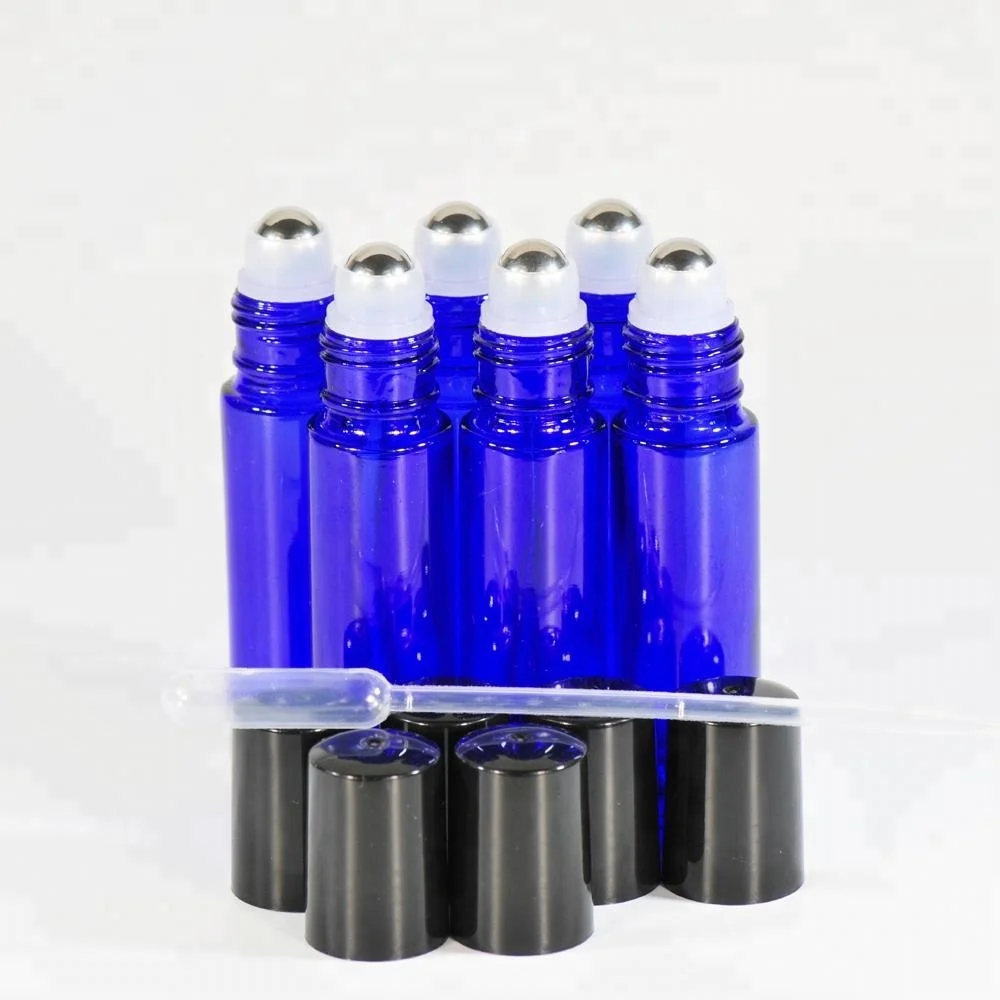 10ml essential oil roller on blue glass bottles