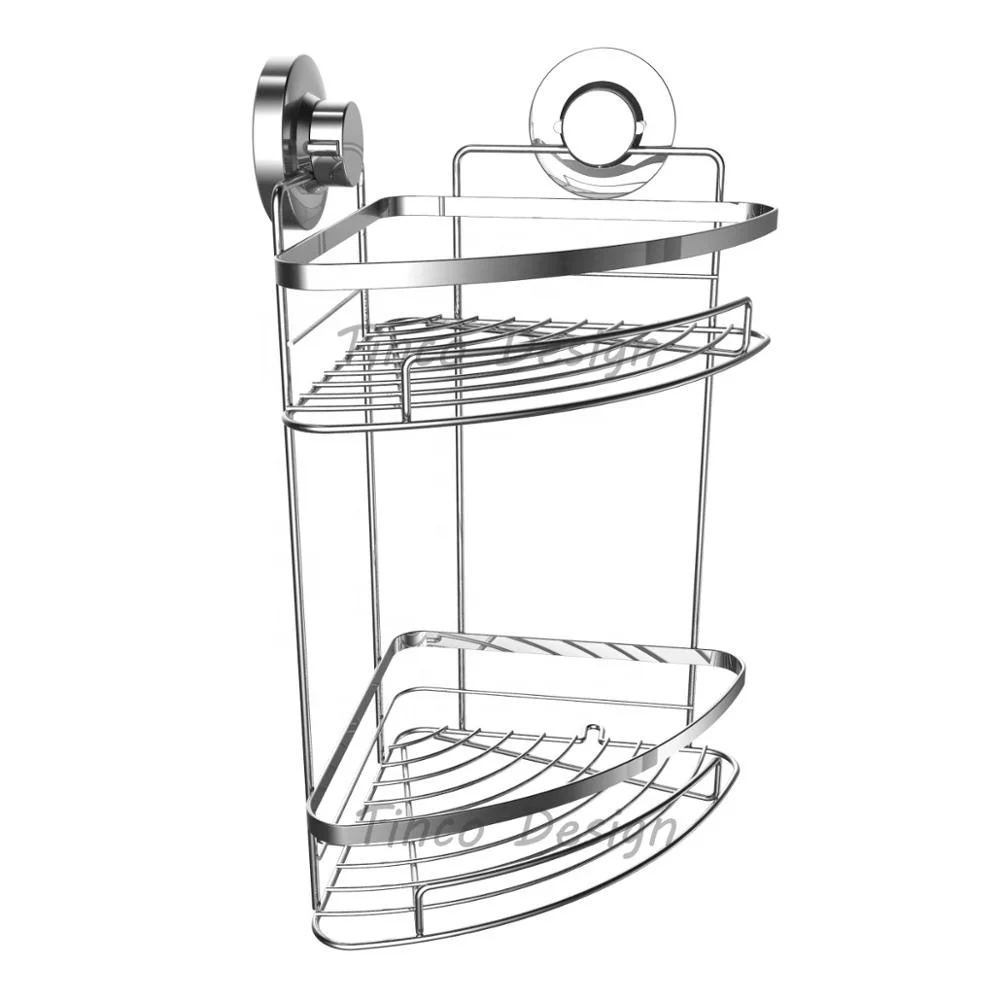 Bath accessories - Suction Cup Corner Shower Caddy | 304 Stainless Steel  Shelf 2 Tier Basket Holder for Bathroom and kitchen