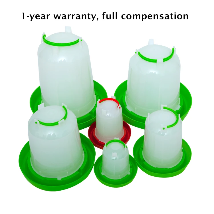 Poultry farm equipment 3L green and white plastic poultry chicken drinker water trough
