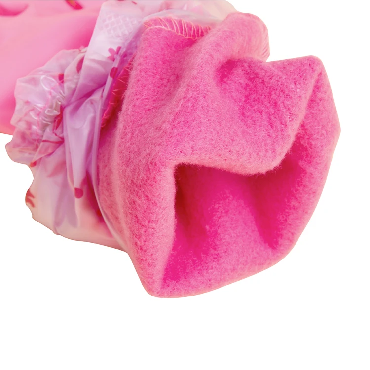 Winter warm fancy cotton lined colored kitchen long sleeve household glovelies extra long rubber gloves