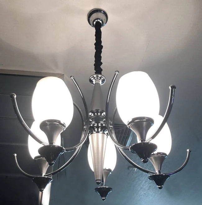 
2019 best selling metal Chain chandelier lighting/ metal+glass Materials Modern dubai style chandelier (FX9303-5 BK) 