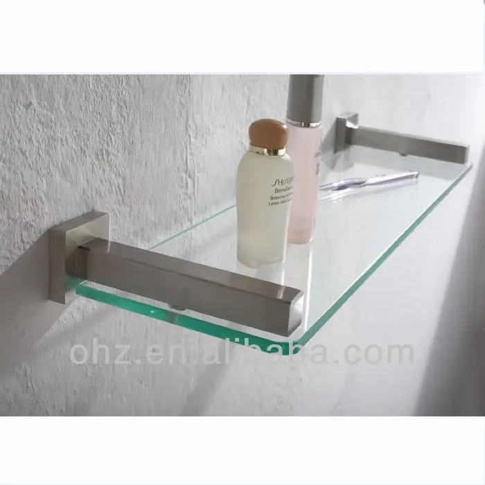 New Modern Bathroom Stainless Steel Silver Floating Glass Shelf Brackets 2605