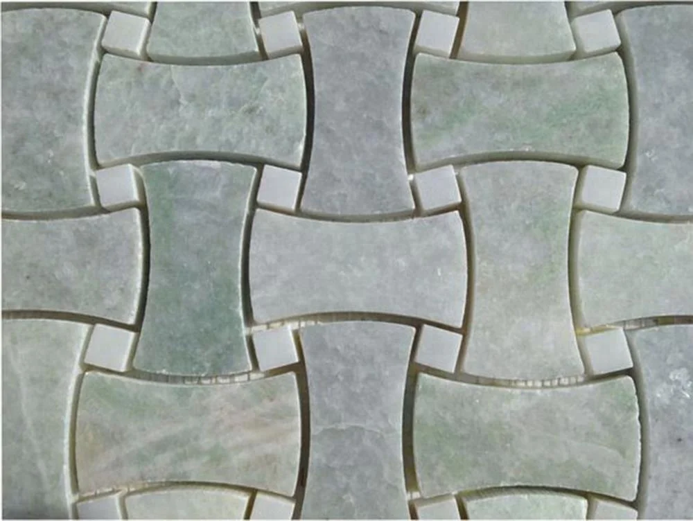 
The Best water jet marble mosaic tile ming green and white thassos lantern Calacatta Gold 