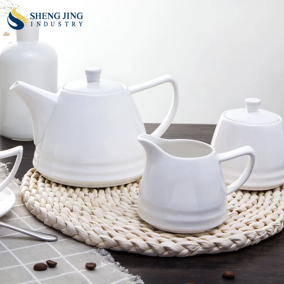 Household/ Restaurant/ Hotel/ Cafe/ Wedding White Ceramic Classic Coffee and Tea Set