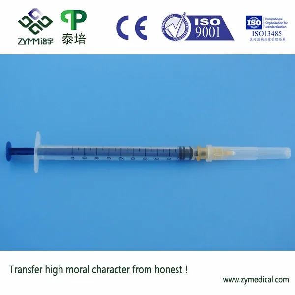 Оптовая продажа, одноразовый шприц meidcal hypodermic 1cc 1 мл с иглой