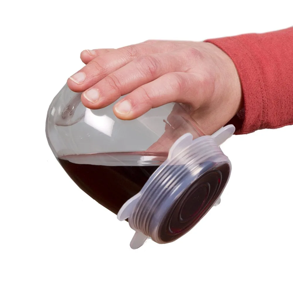 6 Pack Silicone Lids, Reusable, Super Stretch Silicone Lids, Best Durable Kitchen Baking Tool and Coolest Cooking Gadget,