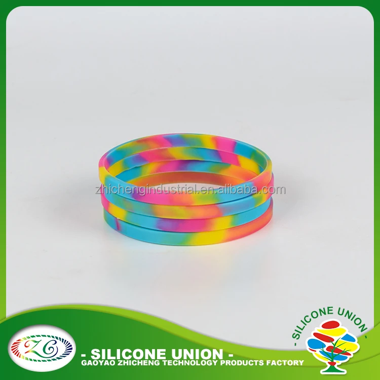 One Direction silk rpint thin rainbow color rubber silicone wristband silicone bracelet
