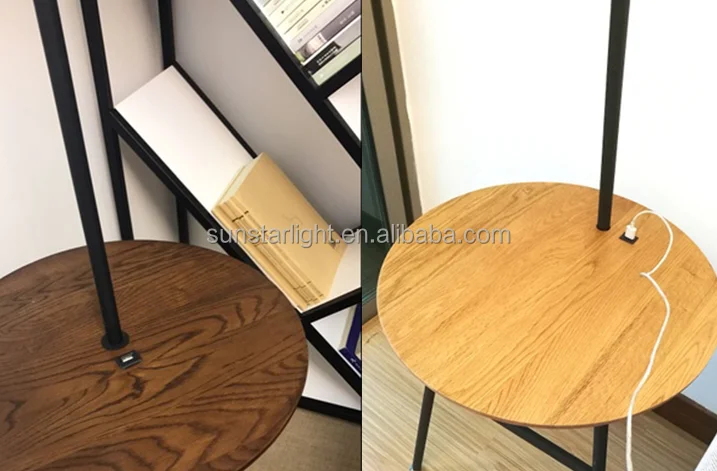 Multi Purpose End Table With 1 Usb Ports Lamp Decorative Wooden Metal Floor Lamp