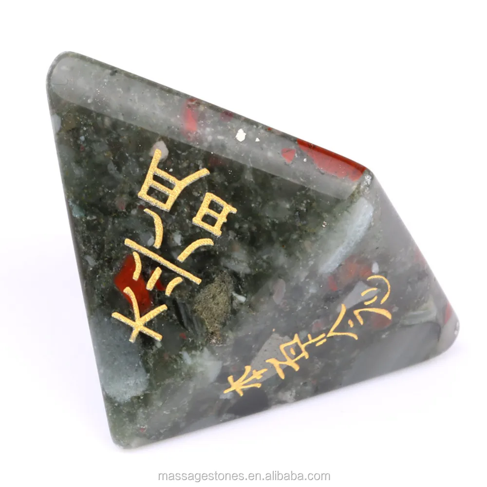 Natural healing therapy energy pyramid engraved africa blood stone pyramid