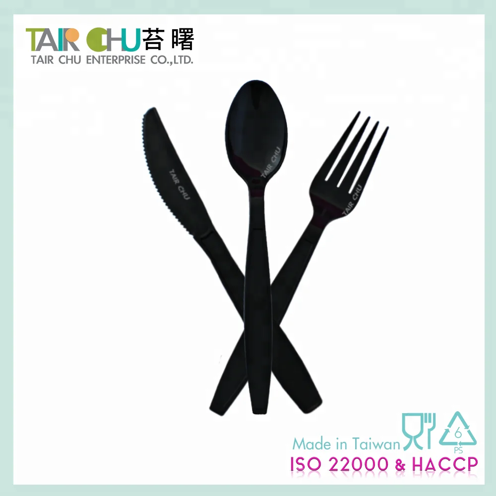 The Cutlery With Classic Black Color For Salad  Disposable Plastic Fork