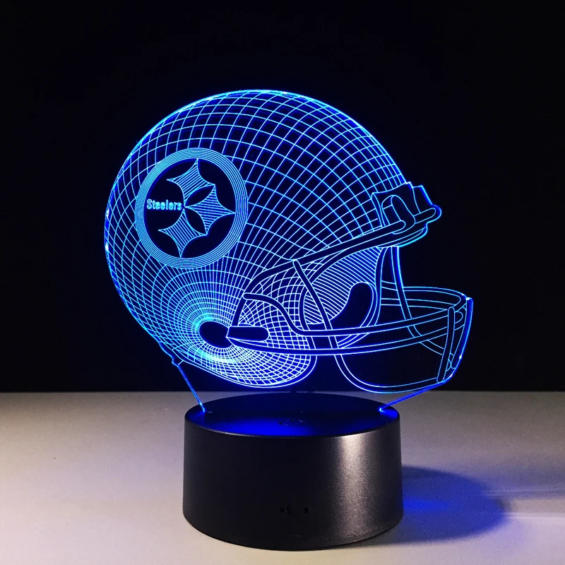 7 Colors Change 3D LED Night Light NFL Team Pittsburgh Steelers Football Helmet Touch Sensor USB Table Lamp Home Decor Kids Gift