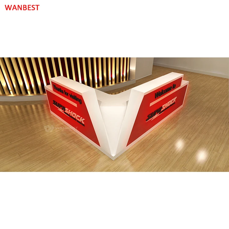 White red acrylic solid surface lobby front counter popular design for sale