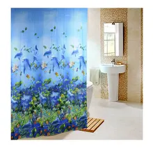 Shower Curtain With 12 HooksBeautiful Blue Sea Beach Waterproof Bath Bathroom