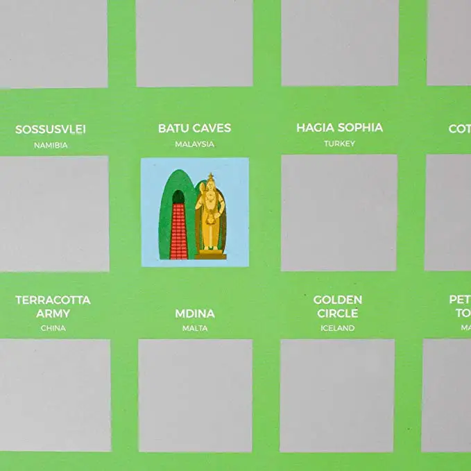 Impressive Artistic Colorful & Educational Scratch Off 100 Places Excavator Bucket List Poster Book Custom Scratch Off Poster