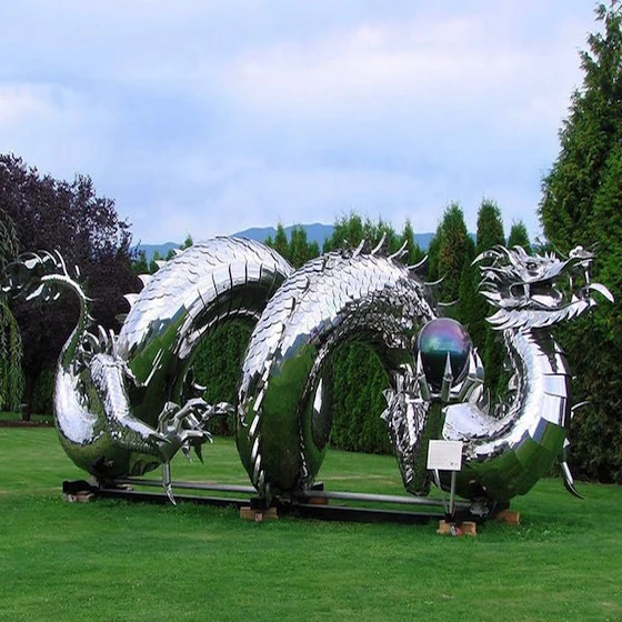 Hot Stainless Steel Large Customized Garden Statues Dragon Decor Sculpture