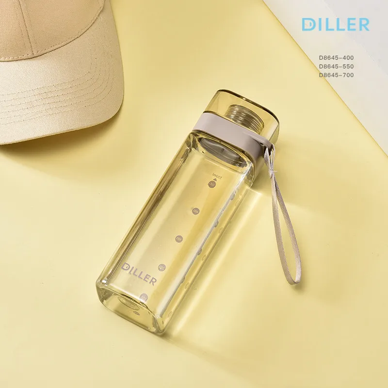 Hot Products 400ml 550ml 700ml Square Shape Transparent Plastic Drinking Bottle Safe and environmentally friendly