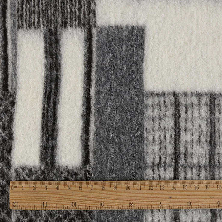 80%wool jacquard knit check pattern boiled woolen fabric for garment LYKW123