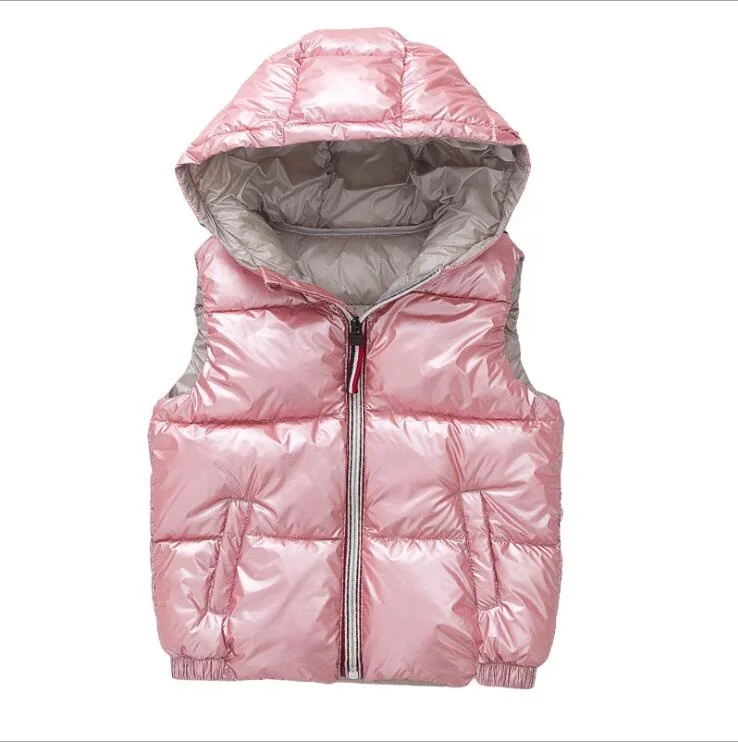 
Shiny Winter thick children wear keep warm winter waistcoat kids clothes with hooded 